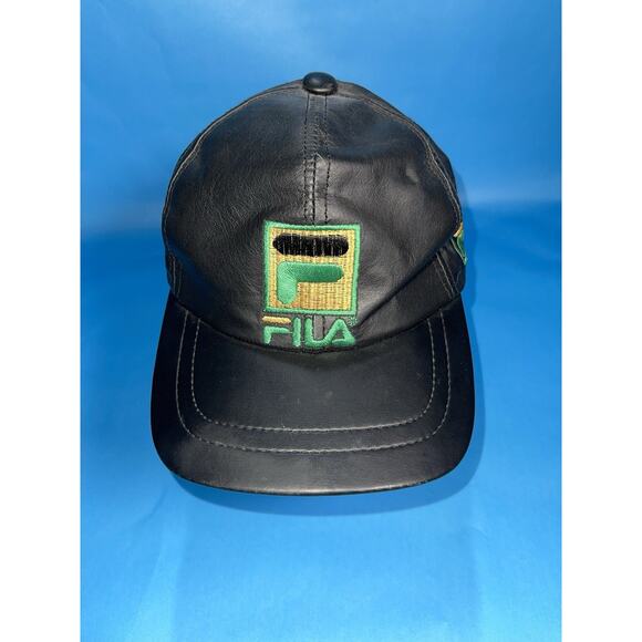 FILA Genuine Leather Black Hat One Size Fits All - Picture 1 of 6